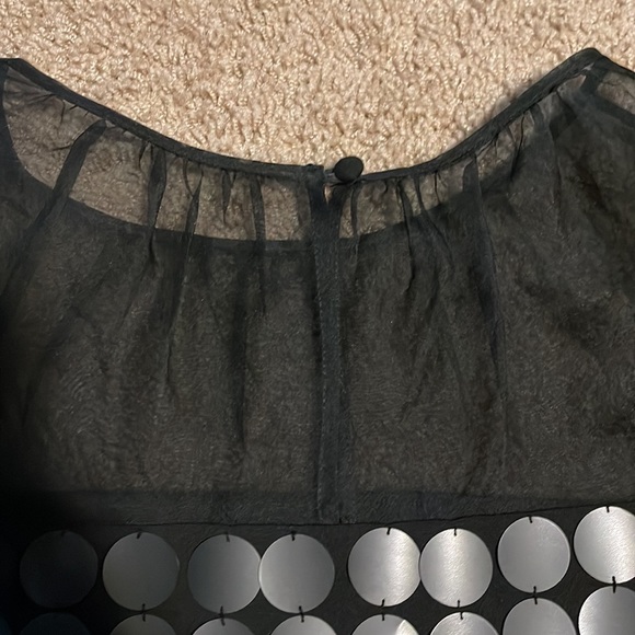 Club Monaco matte sequinned too with mesh puffed sleeves - Picture 3 of 5